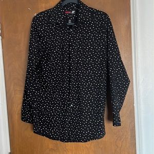 JF J.Ferrar mens dress shirt in medium. This is a black shirt with white stars.